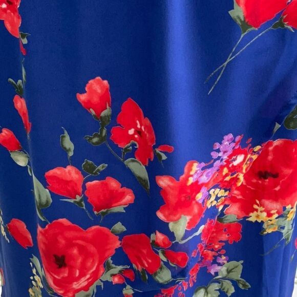 SKIES ARE BLUE NWT DRESS FLORAL PRINT WRAP RUFFLED SPAGHETTI STRAPS SMALL COBALT - Picture 5 of 13